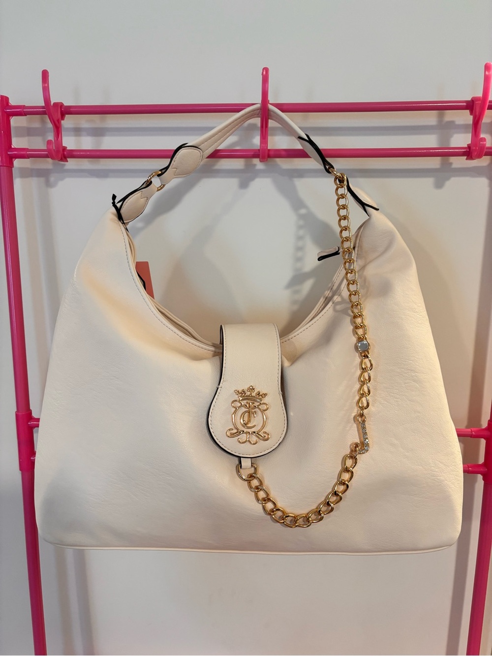 🤍👑 Juicy Couture Royal Crest Hobo Shoulder Bag - Soft White